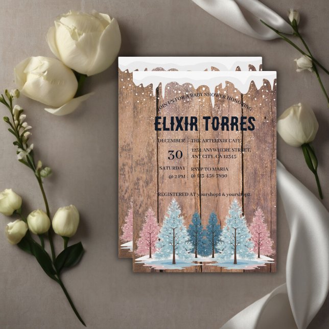 Rustikale Winterwald Pine Trees Kinderdusche Einladung (Von Creator hochgeladen)