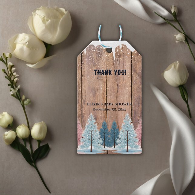 Rustikale Winterwald Pine Trees Kinderdusche Geschenkanhänger (Von Creator hochgeladen)