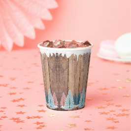 Rustikale Winterwald Pine Trees Kinderdusche Pappbecher