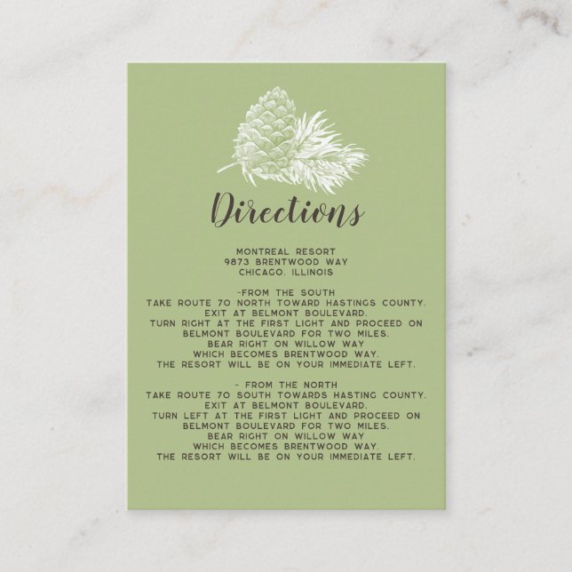 Rustikale Winterwaldkuchen Kiefernkiefer Hochzeit Begleitkarte (Vorderseite)