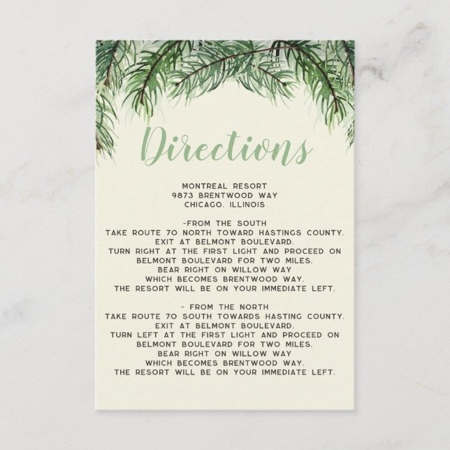 Rustikale Winterwaldkuchen Kiefernkiefer Hochzeit Begleitkarte (Vorderseite)