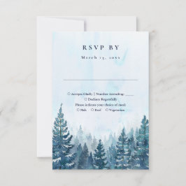 Rustikale Winterwatercolor Pine Tree Forest Weddin RSVP Karte