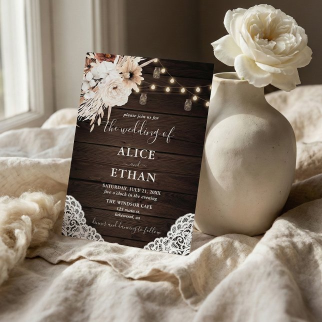 Rustikale Wood Boho Blume Hochzeit im Herbst Einladung (Von Creator hochgeladen)