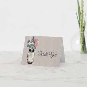 Rustikale Wood Mason Jar Wildblumen Dankeskarte