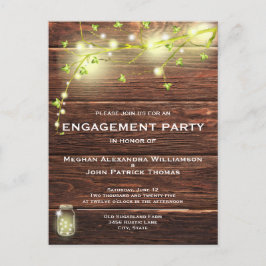 Rustikale Wood Mason String Lights Engagement Part Postkarte
