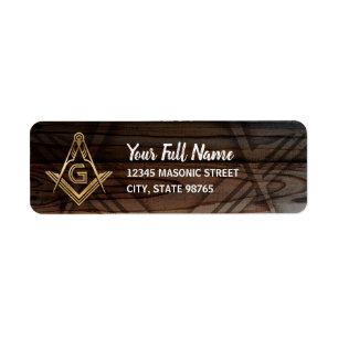 Rustikale Wood-Masonic-Rücksendeadressen-Aufkleber