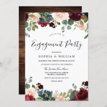 Rustikale Wood Red Burgundy Floral Engagement Part