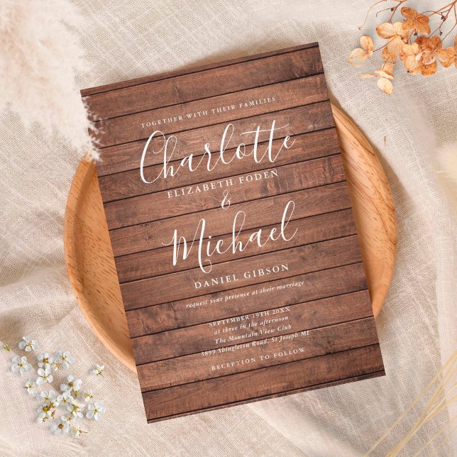Rustikale Wood-Signature-Skripte Hochzeit Einladung (Von Creator hochgeladen)