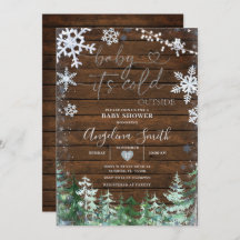 Rustikale Wood Winter Snowflake Forest Baby Dusche