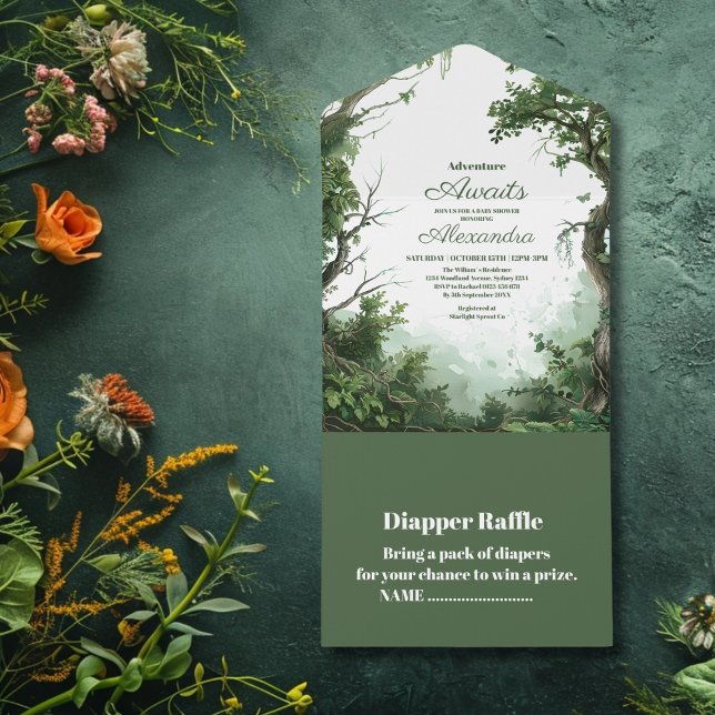 Rustikale Woodland Adventure Baby Dusche All In One Einladung (Von Creator hochgeladen)