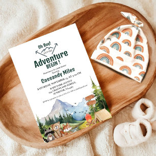 Rustikale Woodland Animals Adventure Baby Dusche Einladung