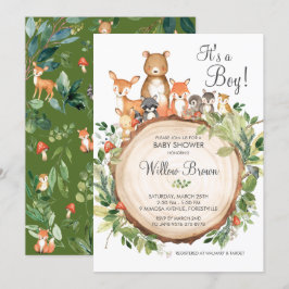 Rustikale Woodland Animals Baby Shower Boy Einladung