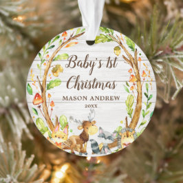 Rustikale Woodland Animals Baby's First Christmas Ornament