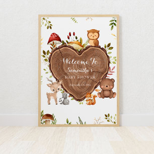 rustikale Woodland Animals Kinderdusche Begrüßungs Poster