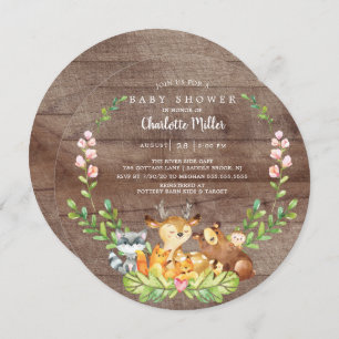 Rustikale Woodland Animals Kinderdusche Einladung