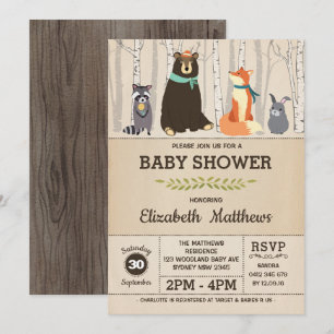 Rustikale Woodland Baby Shower Forest Animes Einladung