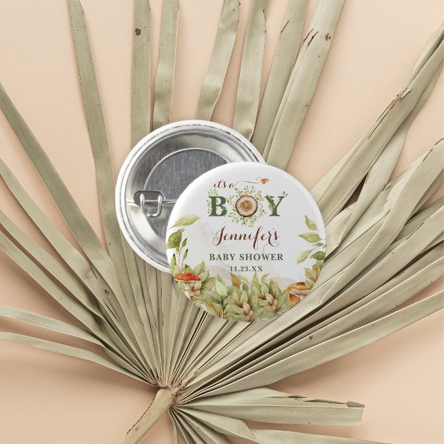 Rustikale Woodland Babydusche Pilze Button (Von Creator hochgeladen)