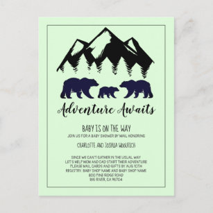 Rustikale Woodland Bear Baby-Dusche per Post Postkarte