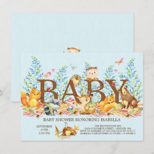 Rustikale Woodland Boys Kinderdusche Einladung