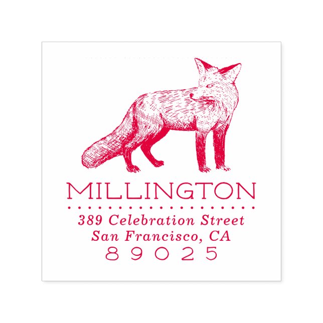Rustikale Woodland Fox Familienname Rücksendeadres Permastempel (Design)