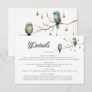 Rustikale Woodland Love Birds Romantische Hochzeit Begleitkarte