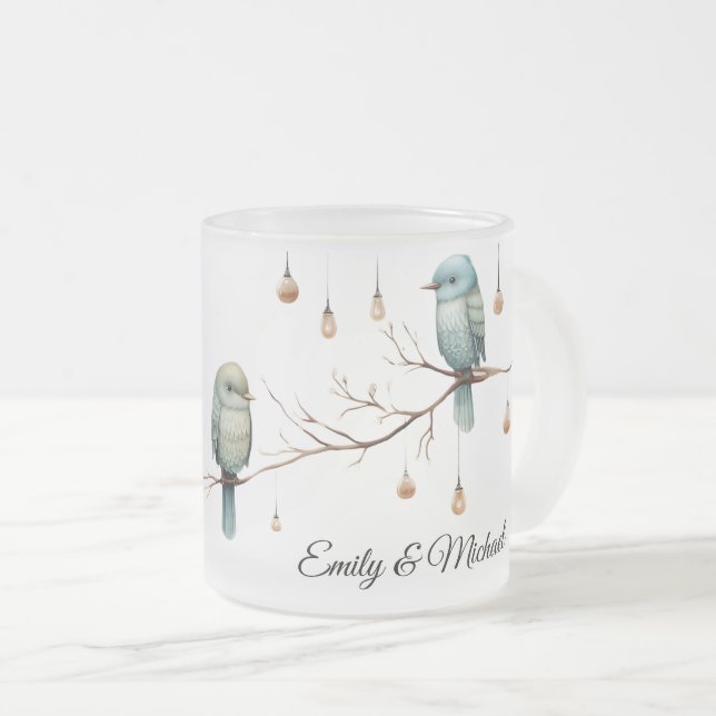 Rustikale Woodland Love Birds Romantische Hochzeit Mattglastasse (VorderseiteRechts)