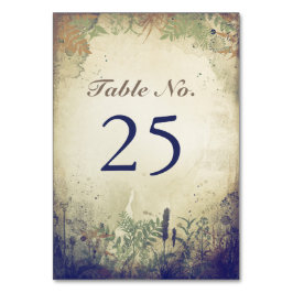 Rustikale WOODLAND Navy Hochzeitkarten Tischnummer