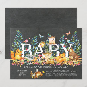 Rustikale Woodland Neutral Baby Dusche Einladung