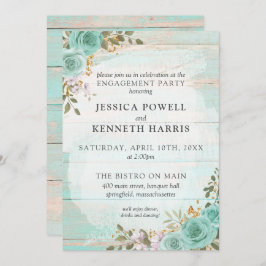 Rustikale Woods Turquoise Floral Engagement Party Einladung