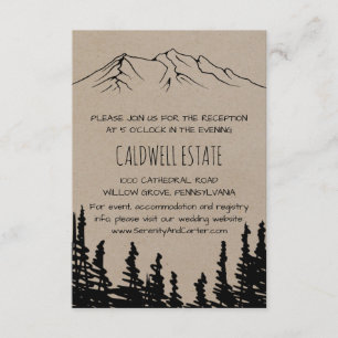 Rustikale Woodsy Mountain Wedding Reception Card Einladung