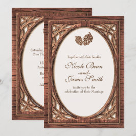 Rustikale Woodsy Pine Cone Zwei Tone Wood Einladun Einladung