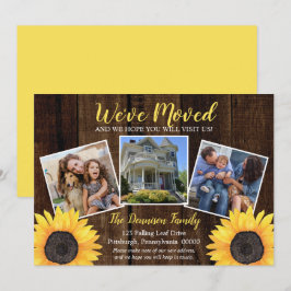 Rustikale Woodsy Sonnenblume Wir haben bewegtes Fo Ankündigung