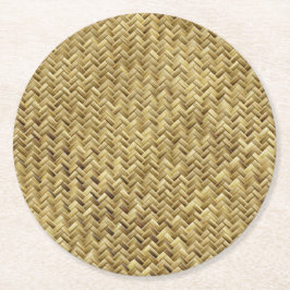 Rustikale Woven Strohtextur Runder Pappuntersetzer