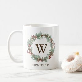 Rustikale Wreath-Monogramm-Kaffee-Tasse Tasse