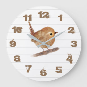Rustikale Wren Bird Personalisiert Wall Clock Große Wanduhr