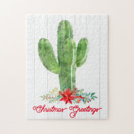 Rustikale Wüste Kaktus Weihnachtsfeiertag Puzzle