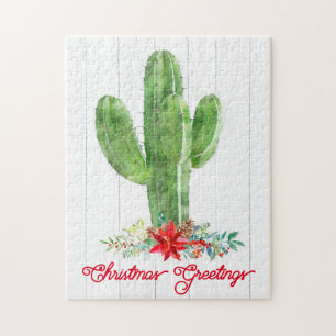 Rustikale Wüste Kaktus Weihnachtsfeiertag Puzzle