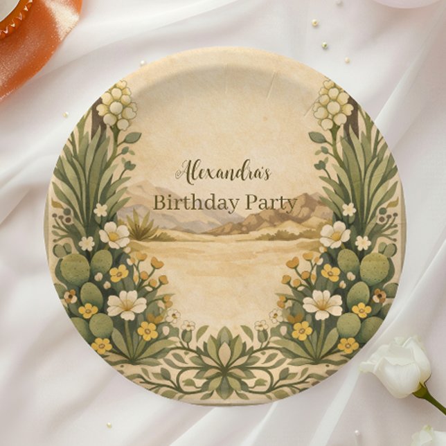 Rustikale Wüstenbotanik zum Geburtstag Pappteller (Von Creator hochgeladen)