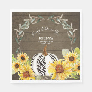 Rustikale Zebra White Pumpkin Sonnenblume Kinderdu Serviette