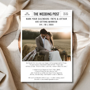 Rustikale Zeitung Hochzeitskarte Foto Save the Dat Date