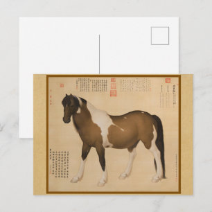 Rustikale Zen-Pferdemalerei - Erdig-neutrale Töne Postkarte