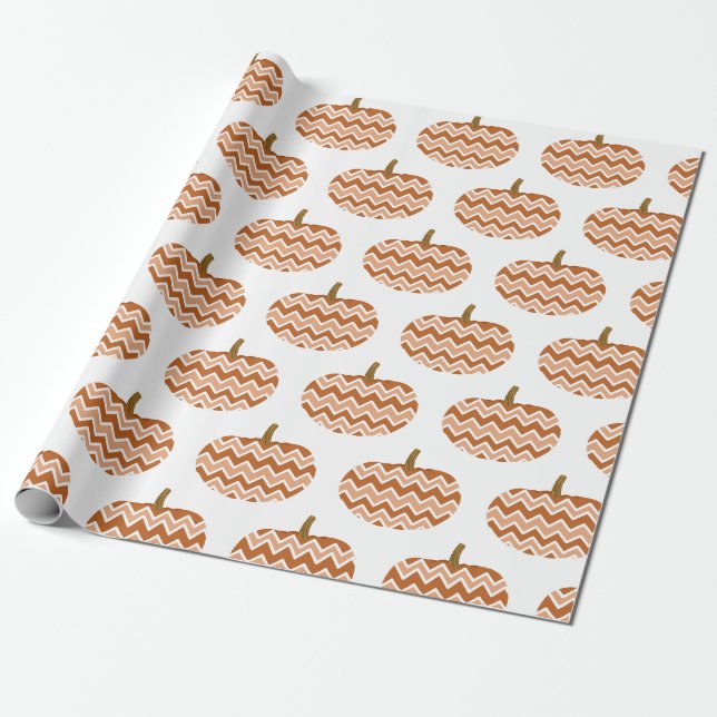 Rustikale Zickzack Pumpkins Geschenkpapier (Ungerollt)