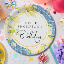 Rustikale Zitronen mediterraner Geburtstag Pappteller
