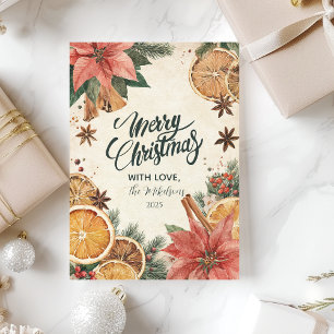 Rustikale Zitrus-Weihnachtsstern-Merry Christmas Feiertagskarte