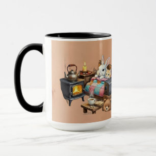 "Rustikale Zuflucht: Handbemalte Tier Kaffee Tasse