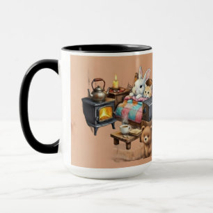"Rustikale Zuflucht: Handbemalte Tier Kaffee Tasse