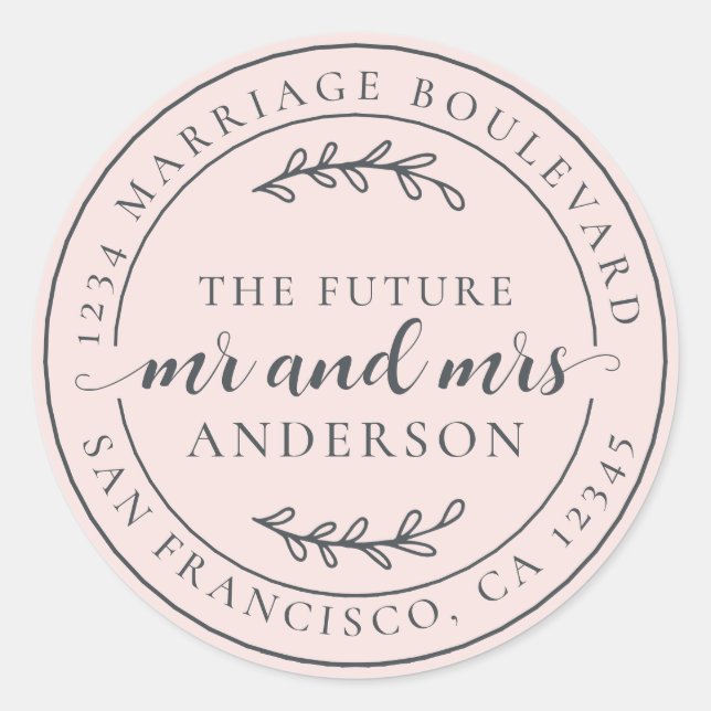 Rustikale Zukunft Rücksendeadresse Pink Runder Aufkleber (Vorderseite)