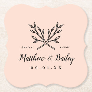 Rustikale Zweige Hochzeitmonographie   Blüte Untersetzer