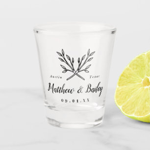 Rustikale Zweige Hochzeitmonographie Schnapsglas