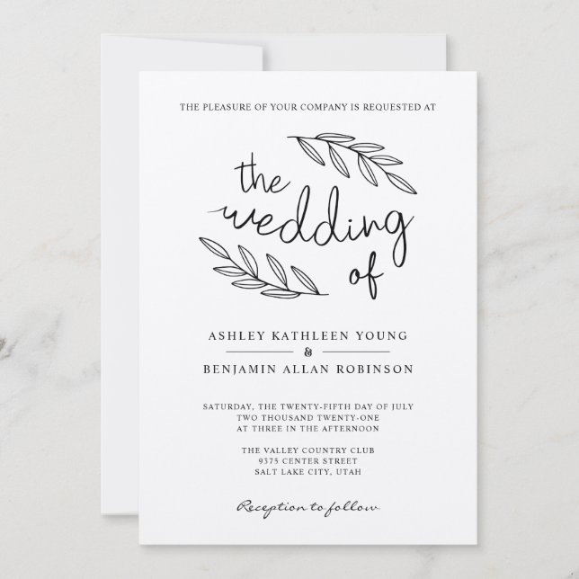 Rustikale Zweige Hochzeitsfeiern Einladung (Vorderseite)